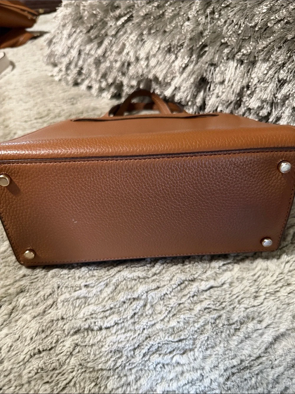 kate spade tan leather tassel satchel